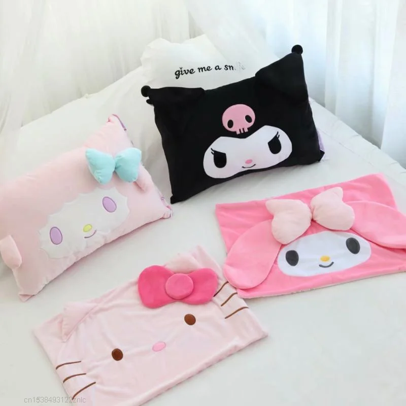 Anime Kawaii Sanrio Kuromi My Melody Pillowcase Cute Pillow Cushion Cover Double Side Thicken Pillow Case Girl Bedroom Decor 60pcs 1set anime to love darkness eve tabletop card case student id bus bank card holder cover box toy