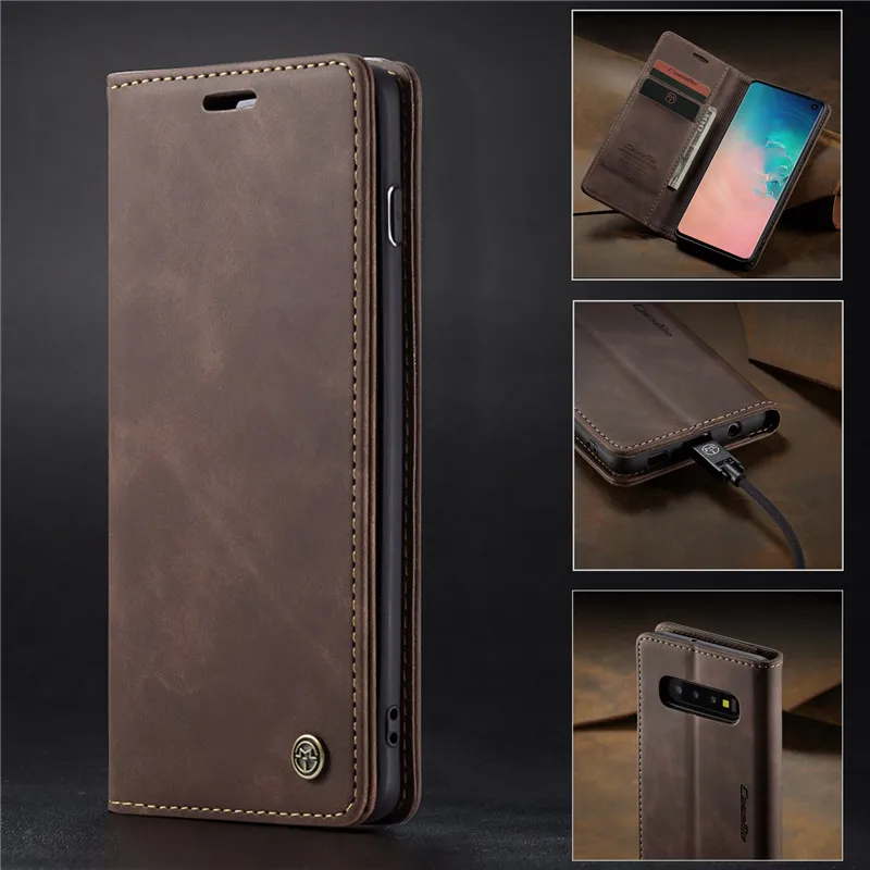 Coffee Ретро Флип кожаный чехол для samsung Galaxy S10 S10e S9 S8 Plus S7 Edge/A20/A30/A40/A50/A70 Чехол-бумажник для iPhone 11 Pro XS Max - Цвет: Coffee