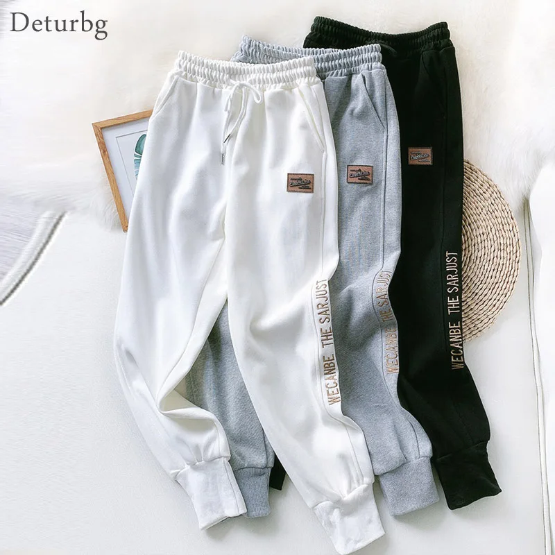 Women's Casual Harem Sweatpants Korean High Waist Side Gold Letters