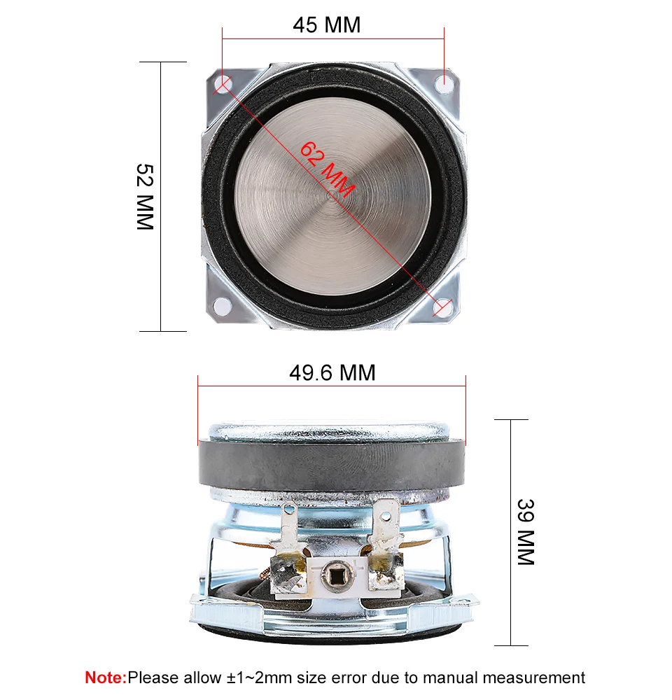 AIYIMA 2Pcs 2 Inch Audio Full Range Speaker Unit 52MM 8 Ohm 10W Uplifting Angle Waterproof Sound Speaker Driver DIY Home Theater