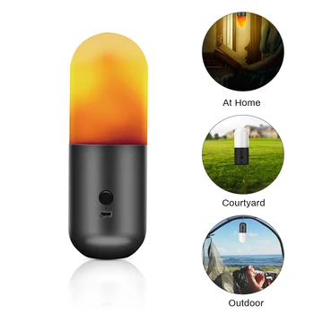 

Portable LED Flame Effect Light USB Recharging For Bedroom Night Light Atmosphere Decor Lighting