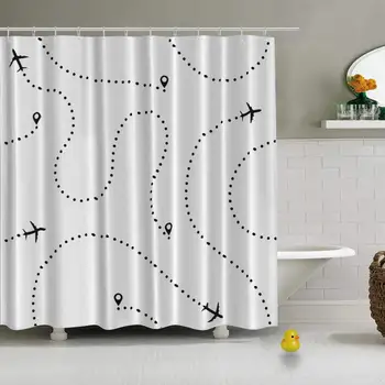 

Travel Concept Seamless Pattern Abstract Airplane Vector Durable Shower Curtain for Hotel Bath,72''L x 72''W
