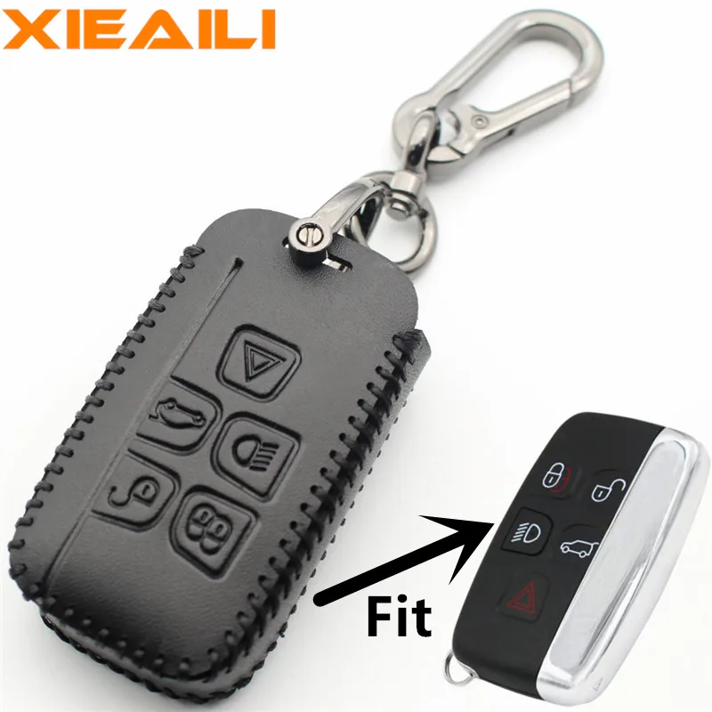 XIEAILI натуральная кожа 5 кнопок умный ключ защитный чехол для Land Rover Evoque/LR4/Discovery 4/freelander S428