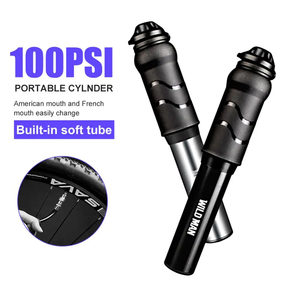 

SALE New Aluminum Alloy Mini Bicycle Pump 100PSI Mountain Bike Air Pump Portable Multi-Functional Universal Tube Bike Pump CSV