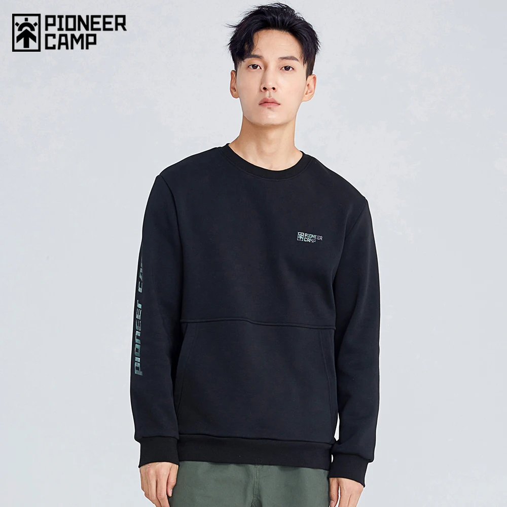 Pioneer Cam Thick Fleece Sweatshirts Men Fashion Printing Front Kangaroo Pockets Warm Hoodies Male XYS102199