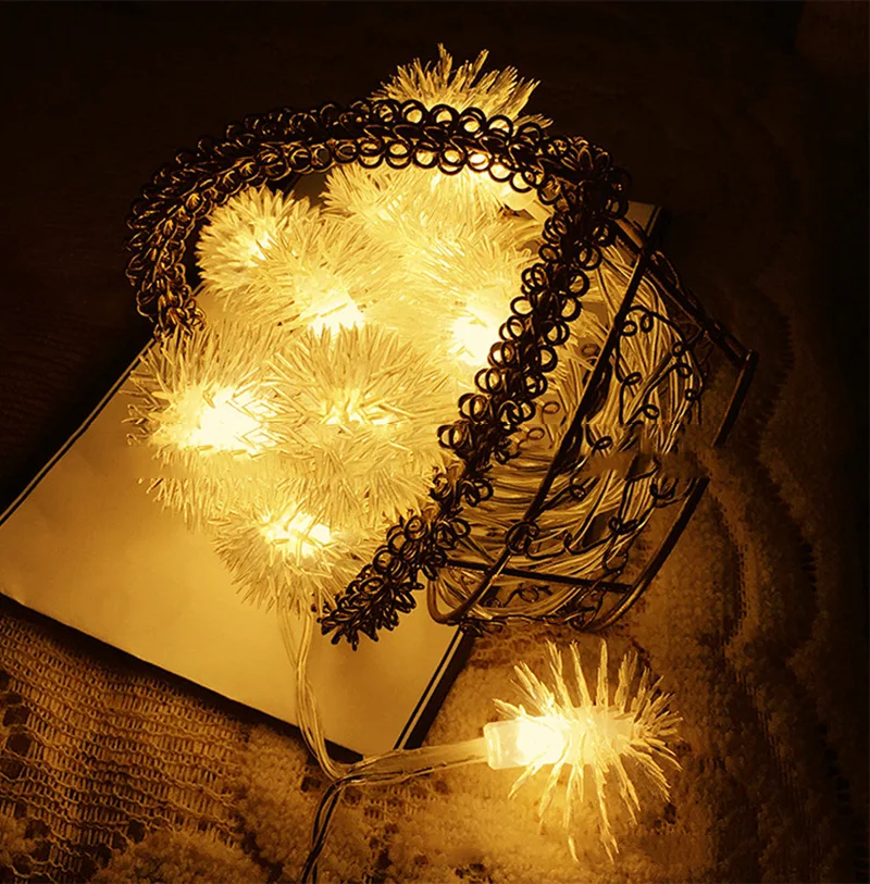 Светодиодная гирлянда 1 м 10 светодиодов 2 м 20 светодиодов 20m160leds меховые шарики лампа для внутреннего наружного сада рождественские праздничные светильники