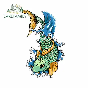 

EARLFAMILY 13cm x 8.3cm for Drawn Chinese Fish Swimming In The Water Motorcycle Car Stickers Personality Waterproof Decal