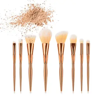 

8pcs Heart Shape Rose Gold Makeup Brush Set Makeup Tool Cosmetic Face Foundation Power Eyeshadow Lip Plating Make Up Brushes