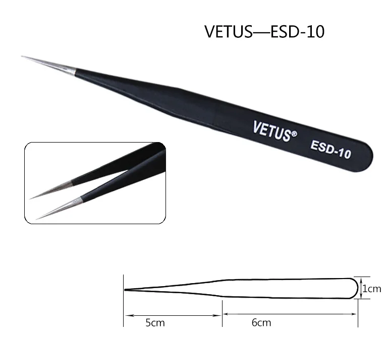 ESD 10 VETUS Пинцет для ресниц и бровей 3D/6D объем накладных ресниц для наращивания сверхтонких ресниц Пинцет для наращивания ресниц инструменты для макияжа глаз - Цвет: ESD 10