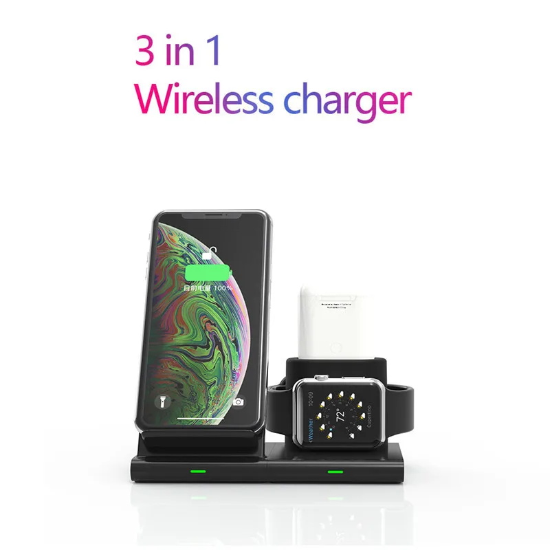 10W Qi 3 IN 1 Wireless Charger For iphone X XS XR 8 Plus Fast Quick Charge Apple Watch Airpods S9 S10 | Мобильные телефоны и