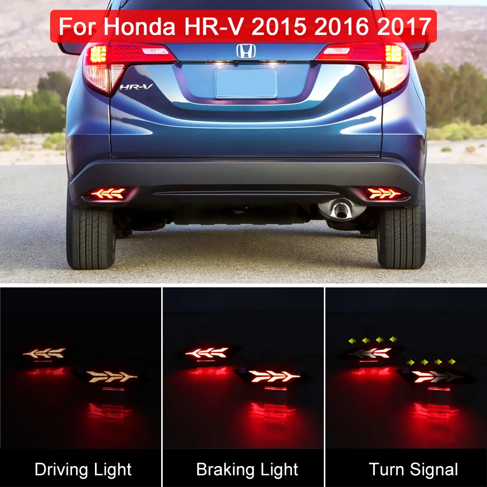 

Трехфункциональный Светодиодный отражатель для заднего бампера Honda HRV HR-V 2015 2016 2017, динамичессветильник сигнал поворота, задний стоп-сигнал