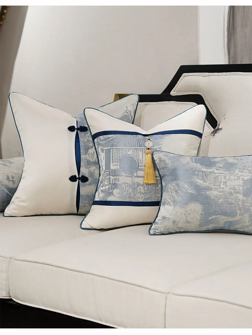 Avigers синий белый Чехлы для подушек деревья кисточки пэчворк китайский стиль наволочки для дивана автомобиля спальни гостиной