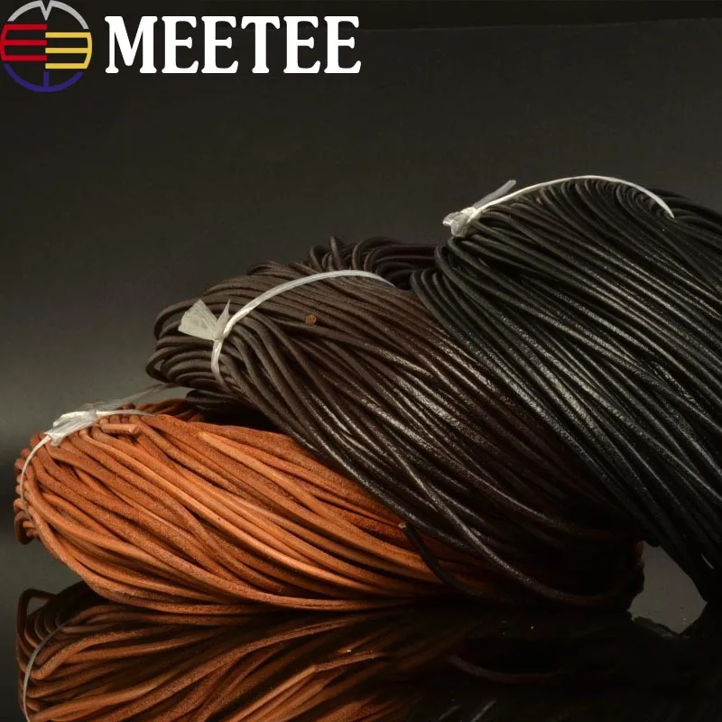 5Meters 3mm 4mm 5mm Natural Round Leather Rope Cords Bracelet Findings Necklace Making Braided String Craft Ropes DIY CD106 |