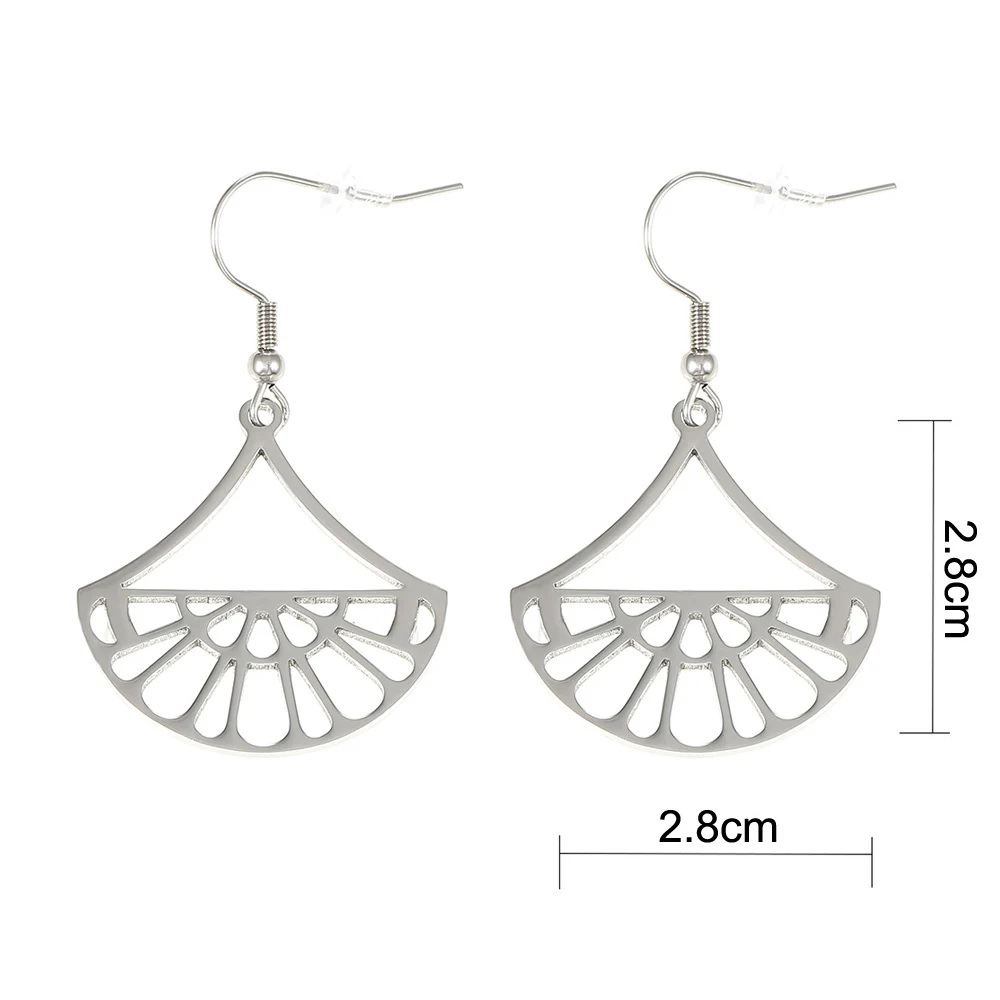 Cremo Stainless Steel Geometric Fan Pendant Earrings for Women Georgette Drop Hanging Earrings Leather Dangle Earrings Jewelry