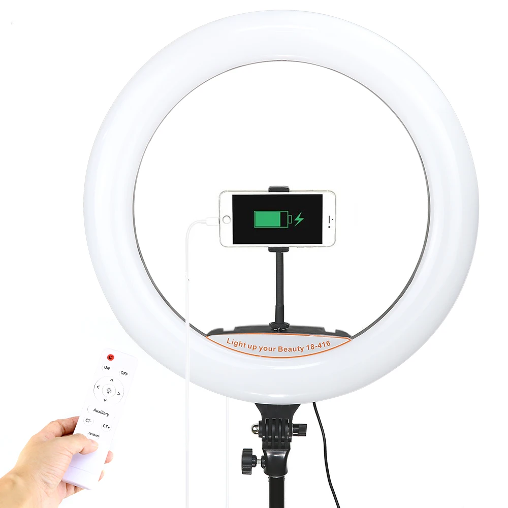 Dimmable 18inch Ring Light 2700-7000K Warm Cold Lamp With 1.9m Tripod 45cm Photography Lighting For Youtube Video Selfie Light