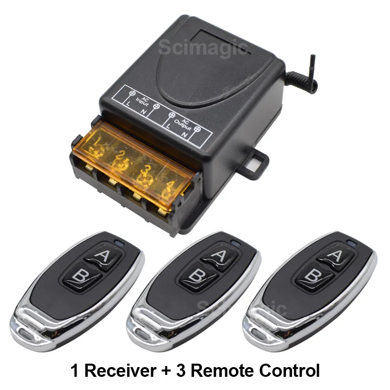 

433Mhz Wireless RF Remote Control Switch AC 220V 1CH 30A Relay Receiver and 2 channel 433 Mhz Remote For Water pump Light Garage