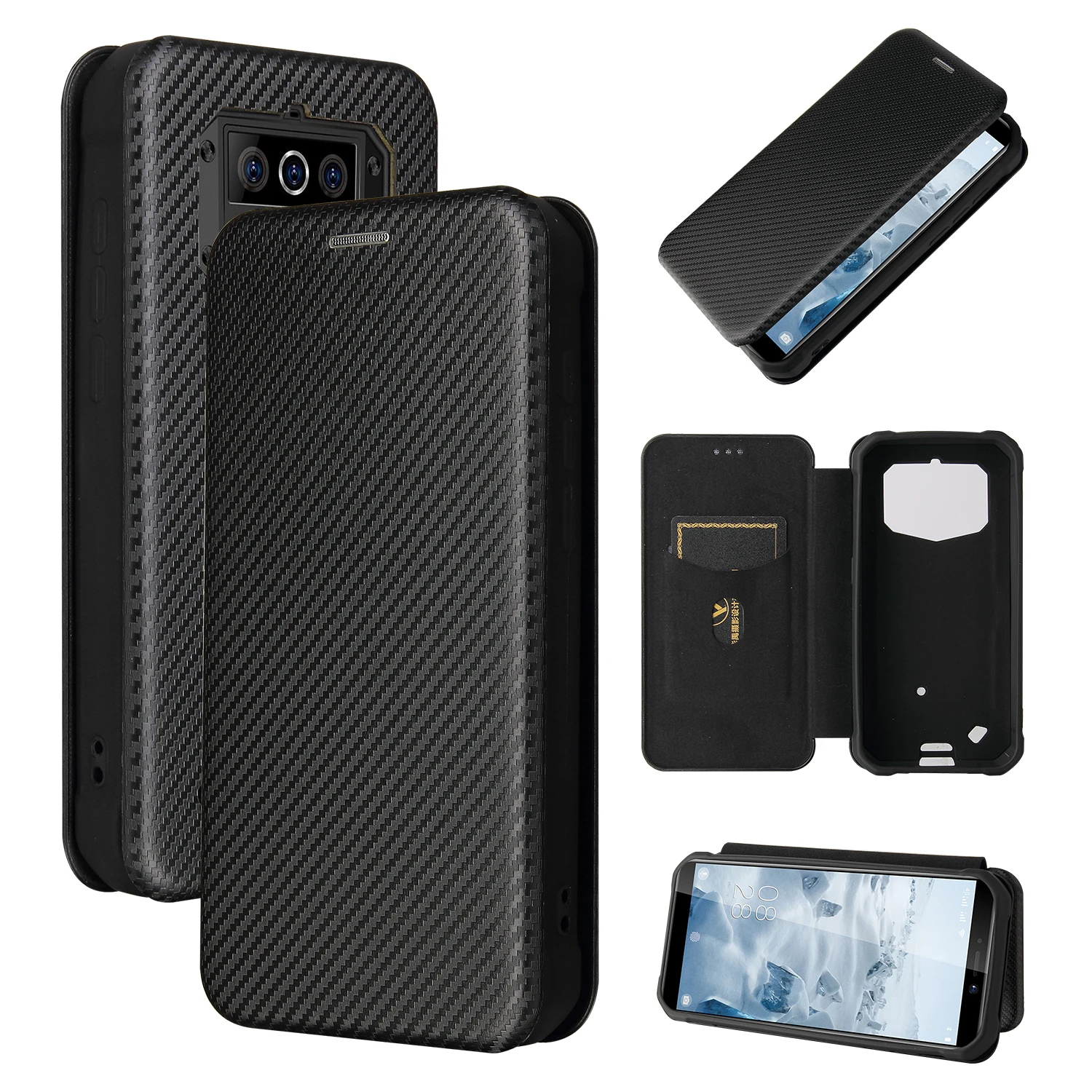 Oukitel WP5 Pro Case Carbon Fiber Flip Leather Case for Oukitel WP5 WP 5 Pro Business Magnetic Wallet Card Slot