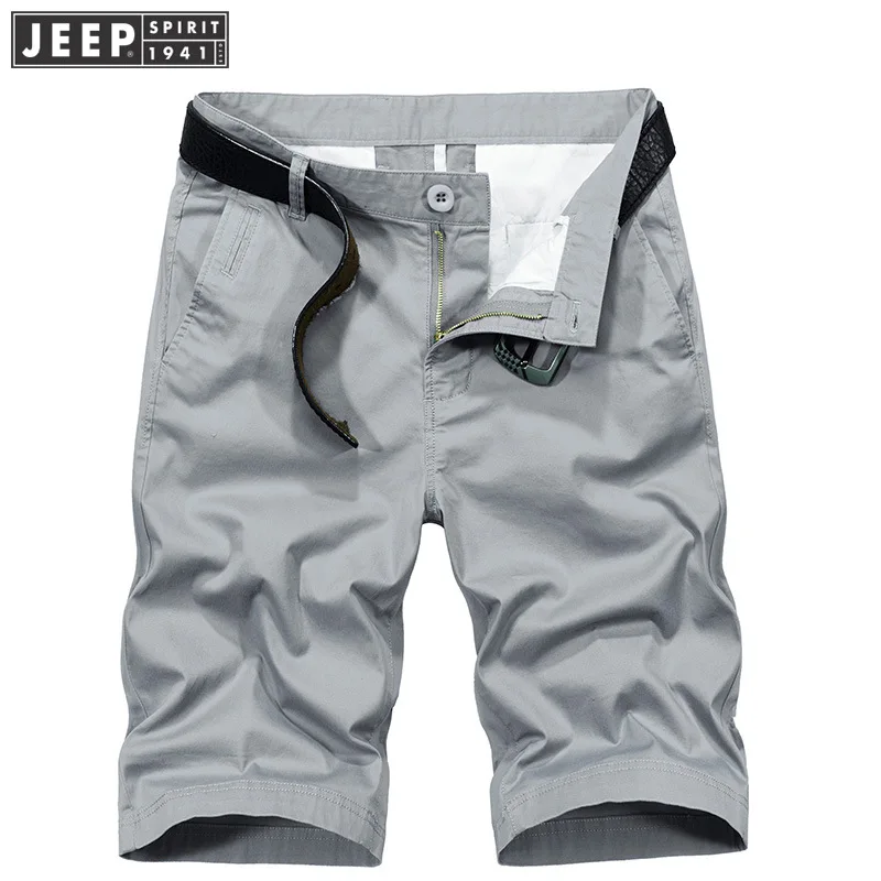 JEEP SPIRIT/летние мужские шорты-карго, повседневные, хлопковые, однотонные, мужские, короткие, средняя талия, до колена, короткие, Hombre, плюс 30-42, без пояса