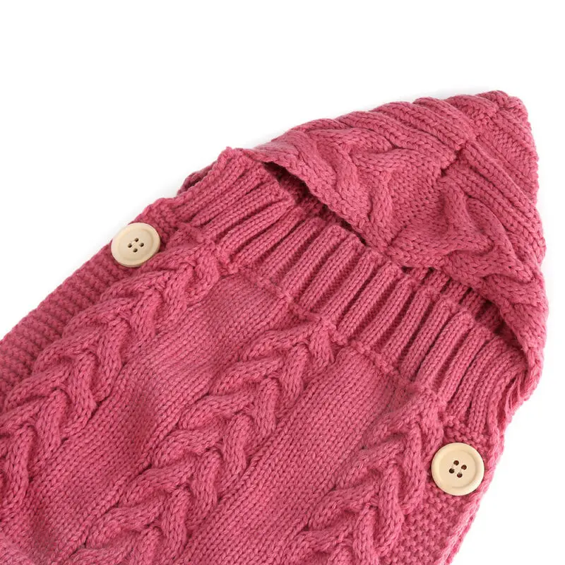 Winter Newborn Baby Boy Girl Blanket Knit Crochet Warm Swaddle Wrap Sleeping Bag 