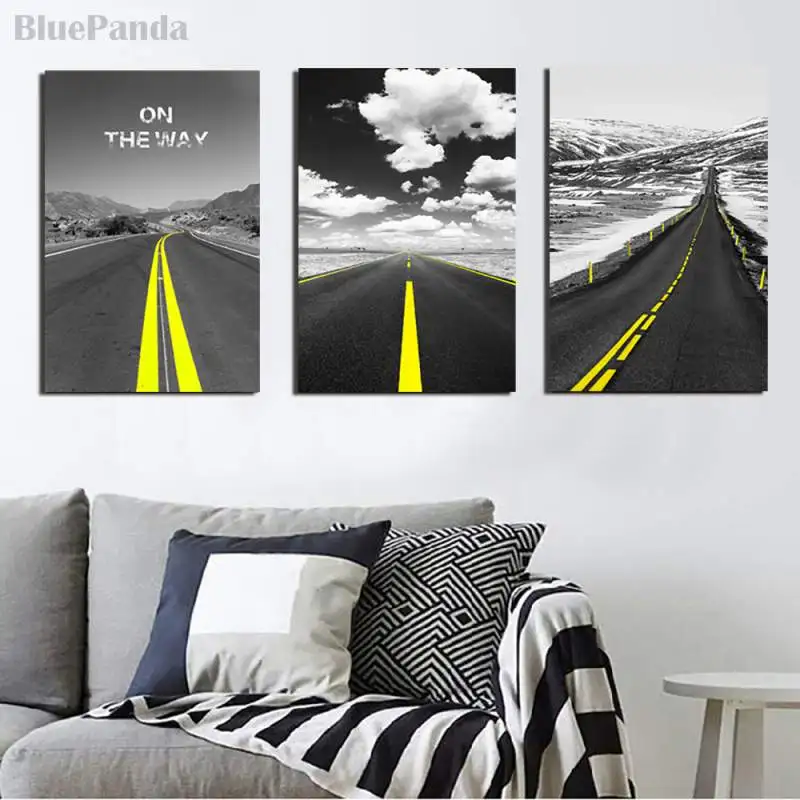 Зонт пустой асфальт дорога и спэйер картина с собором черный белый желтый