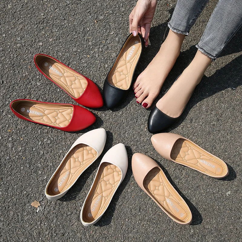 

New Style Flat Heel Pointed Toe Flat Top Shoes Korean-style-Style Fashion Shallow Mouth Large Size Casual Shoes Supply of Goods