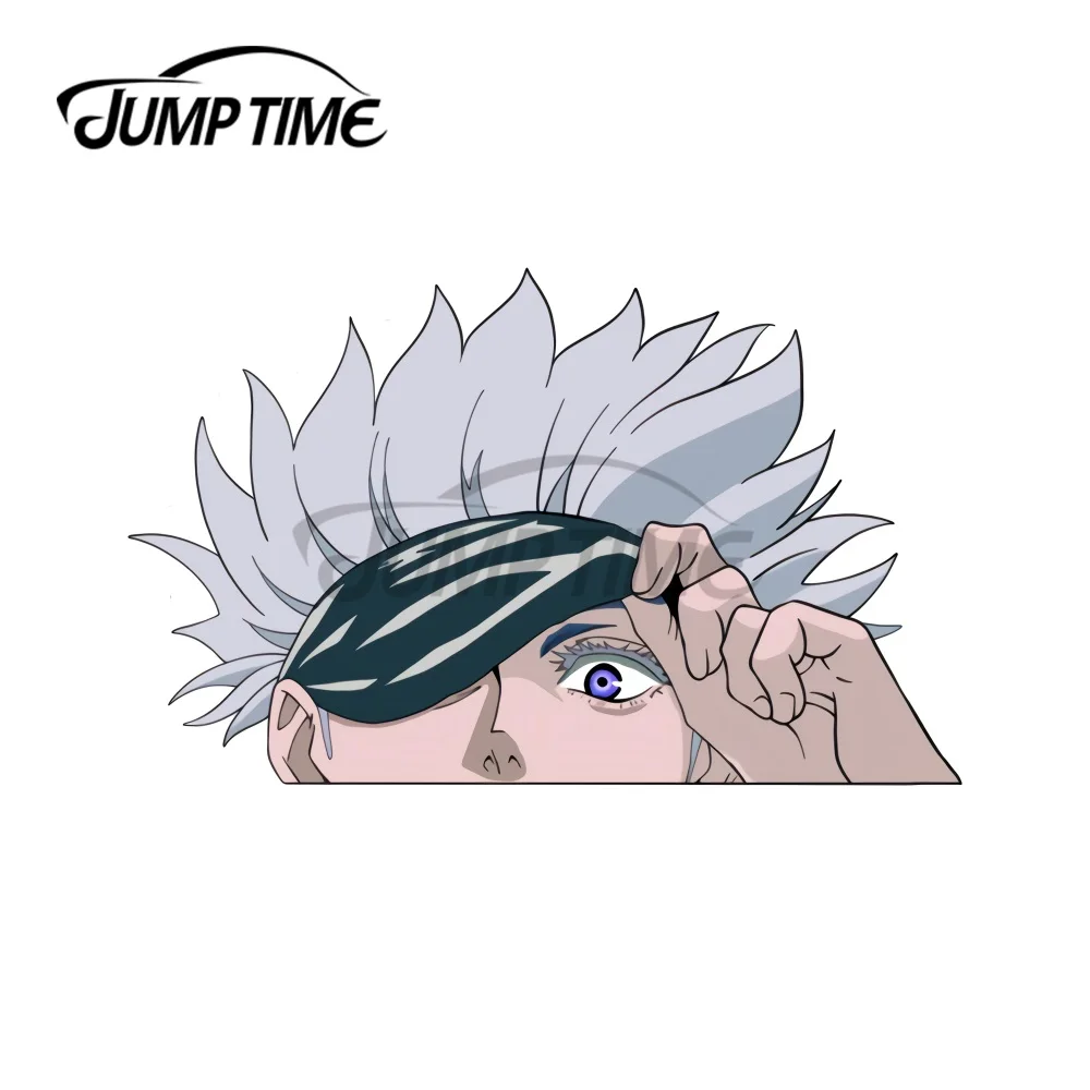 Jump Time 13 X 5 3cm For Gojo Satoru Peeking Jujutsu Kaisen Funny Car 