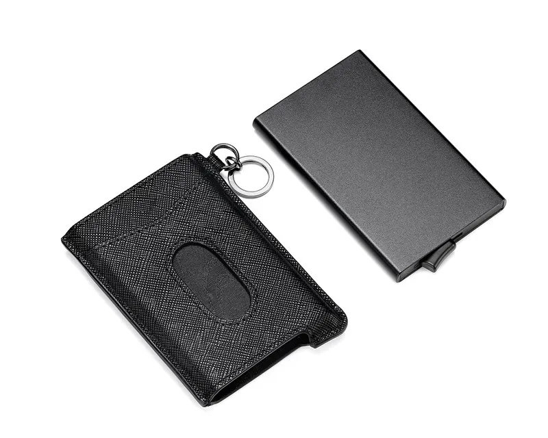 Bisi Goro RFID Блокировка кредитный держатель для карт Anit-theft кошелек карта для мужчин и женщин автоматический всплывающий Чехол для карт кожаный держатель для ID