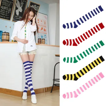

arrival Women Cotton Winter Autumn Cross Striped Warming THIGH HIGH Knee Socks Baseball Stocking A0