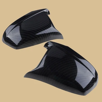 

beler 2pcs ABS Black Carbon Fiber Texture Style Door Side Wing Rearview Mirror Cover Cap Fit For BMW F10 F11 5 Series 2011-2013