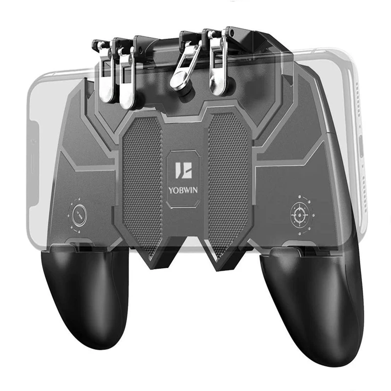 

YOBWIN 4 Trigger Mobile Controller for PUBG Mobile Gamepad 6 Fingers Joystick Remote Phone Controller for IOS Andriod Phone