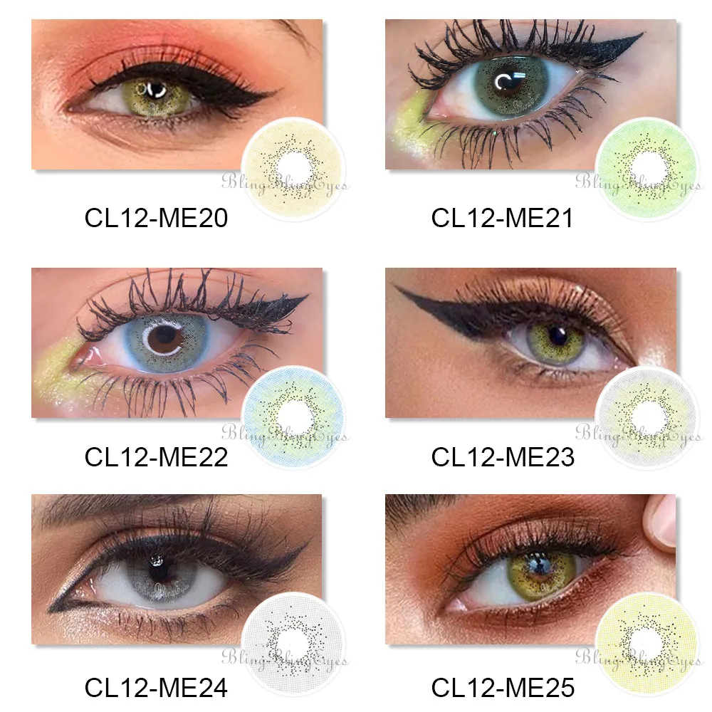 BlingBlingEyes-lentillas de Ojos de Anime para mujer, lentes de contacto de colores cosméticos, maquillaje de ojos, 1 año de uso