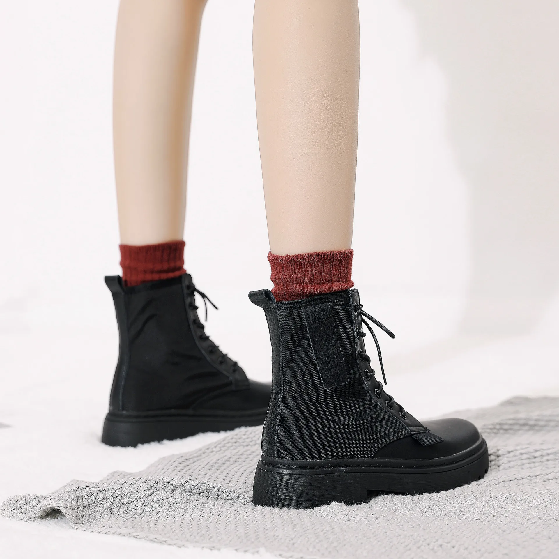 

Early Autumn Martin Boots Women's British-Style Extra High Short-height 2019 Fashion Shoe Thin Hight-top Short Hotwind Single Bo