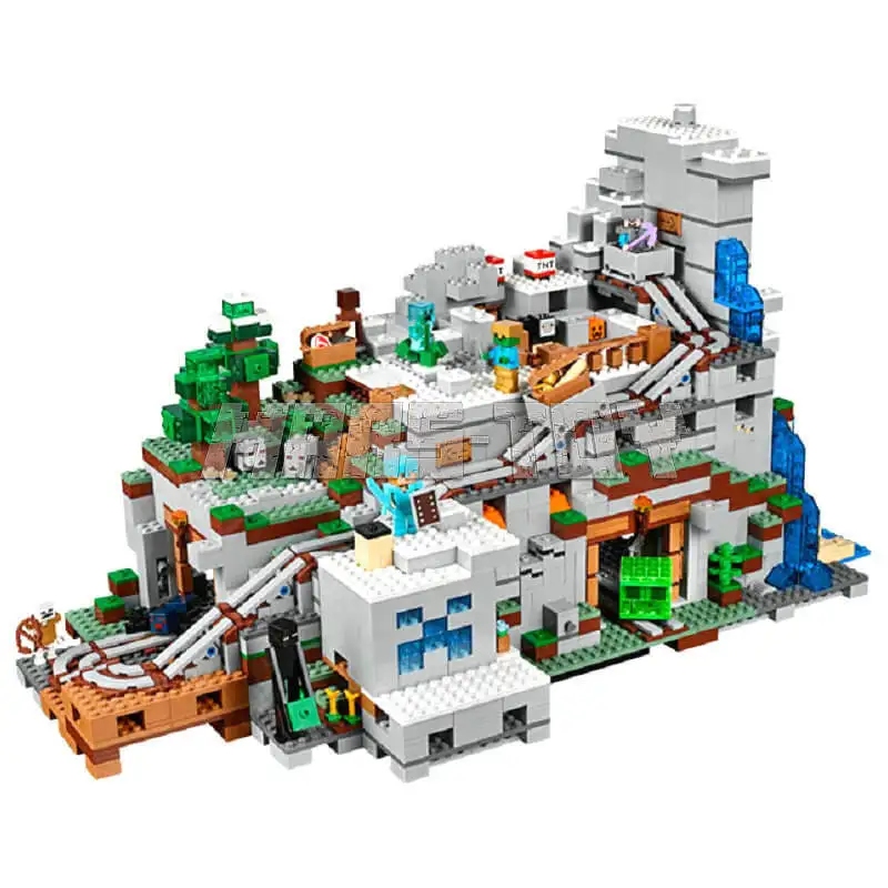 2000pcs The Mountain Cave Building Blocks With Steve Action Figures Compatible 21137 Bricks Building Blocks Sets Toys