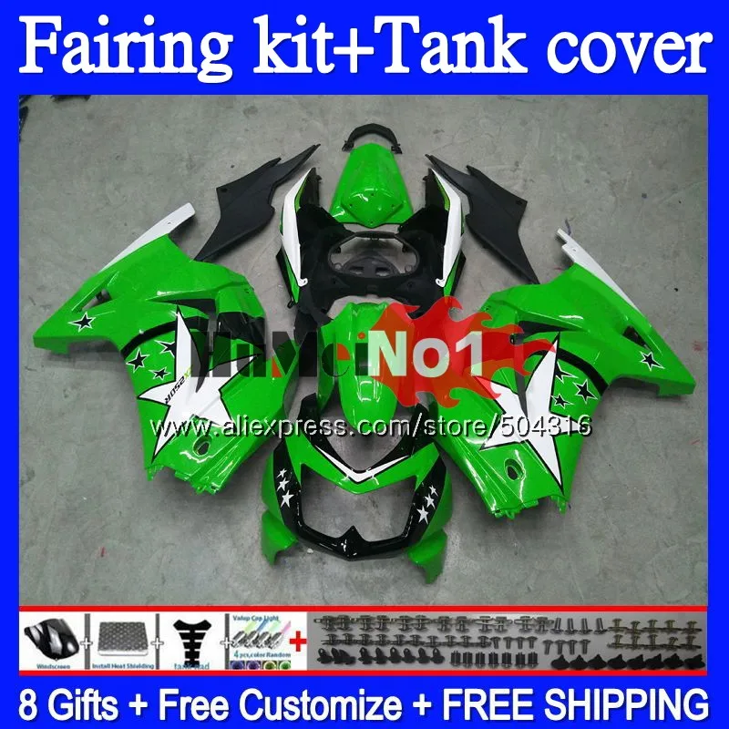 Kit For KAWASAKI EX250 ZX250 R 2008 2009 2010 2011 2012 Light green 94MC.85 EX250R ZX EX 250 250R ZX250R 08 09 10 11 12 Fairing Kit For KAWASAKI EX250 ZX250 R 2008 2009 2010 2011 2012 Light green 94MC.85 EX250R ZX EX 250 250R ZX250R 08 09 10 11 12 Fairing