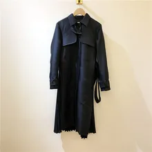 Женский Тренч осень и зима темперамент стоячий воротник галстук бабочка ветровка куртка