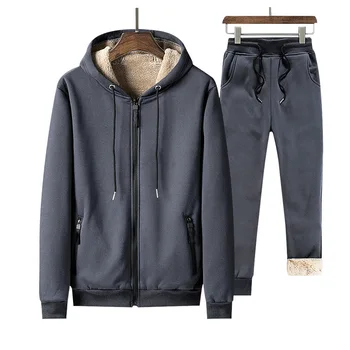 

JODIMITTY Winter Inner Fleece Hoodies Men 2020 Casual Warm Sweatshirts Thicken Tracksuit 2PC Jacket+Pant Men Moleton Masculino