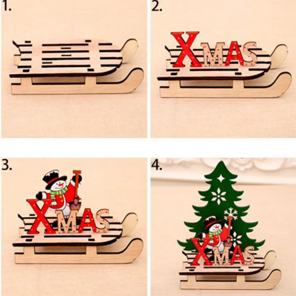 Креативные расписные деревянные сборные DIY снегоходы орнамент головоломки Санта Клаус Детские подарки для рождественских украшений