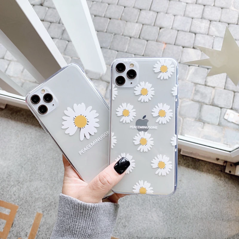 

Cute Transparent Daisy Phone Case For Samsung Note 10 plus 8 9 s10e s9 s8 s7 S10 S20 A5 A8 A30 A50 A80 A90 A71 A51 Soft Cover