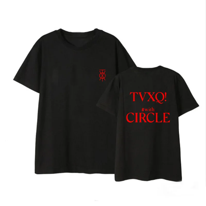 Kpop TVXQ Max U образная с круглым вырезом концертные рубашки Повседневная Свободная