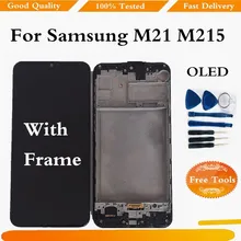 Lcd para samsung m21 m215f display para samsung m21 lcd tela de toque digitador assembléia para samsung m215f lcd com quadro