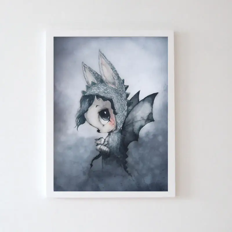 Nordic-Spray-Color-Rabbit-Girl-Canvas-Painting-Cartoon-Bicycle-Boy-Circus-Lion-Whale-Wall-Picture-Animal (8)