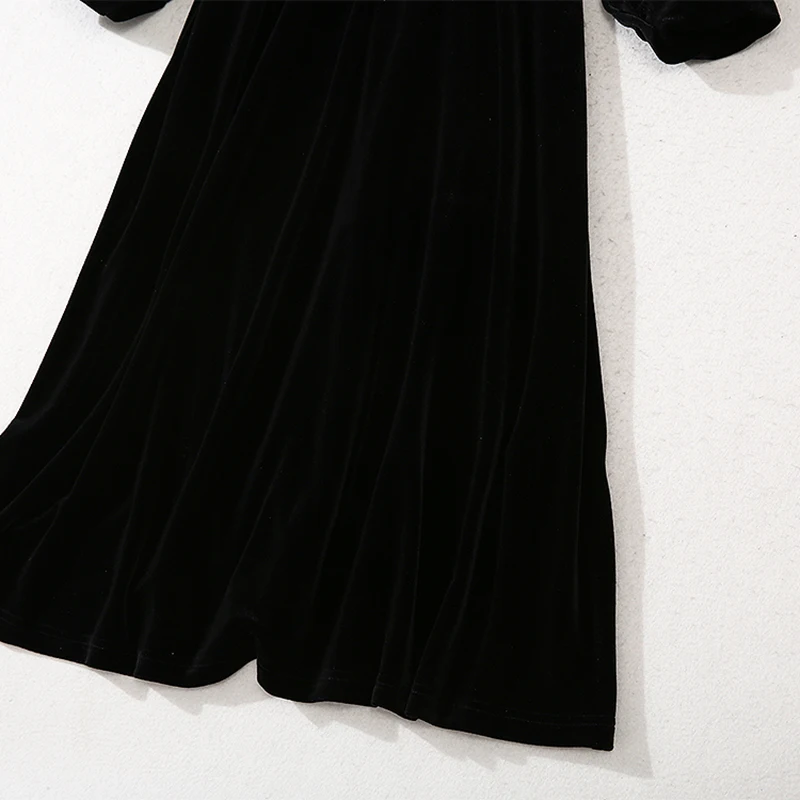 AELESEEN Runway Black Maxi Dress Women Stand