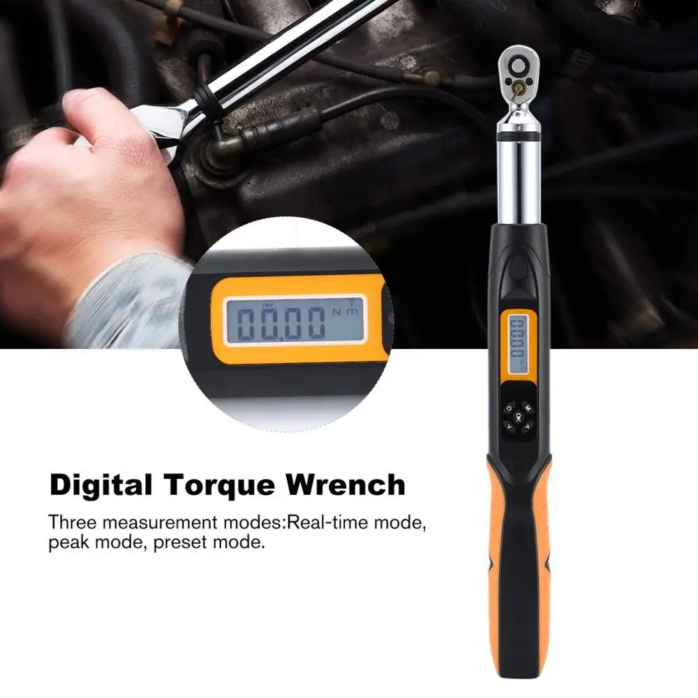 

1/2" 1/4" 3/8" LCD Digital Torque Wrench with Buzzer and LED Flash Notification Accurate 2% CW & 2.5% CCW