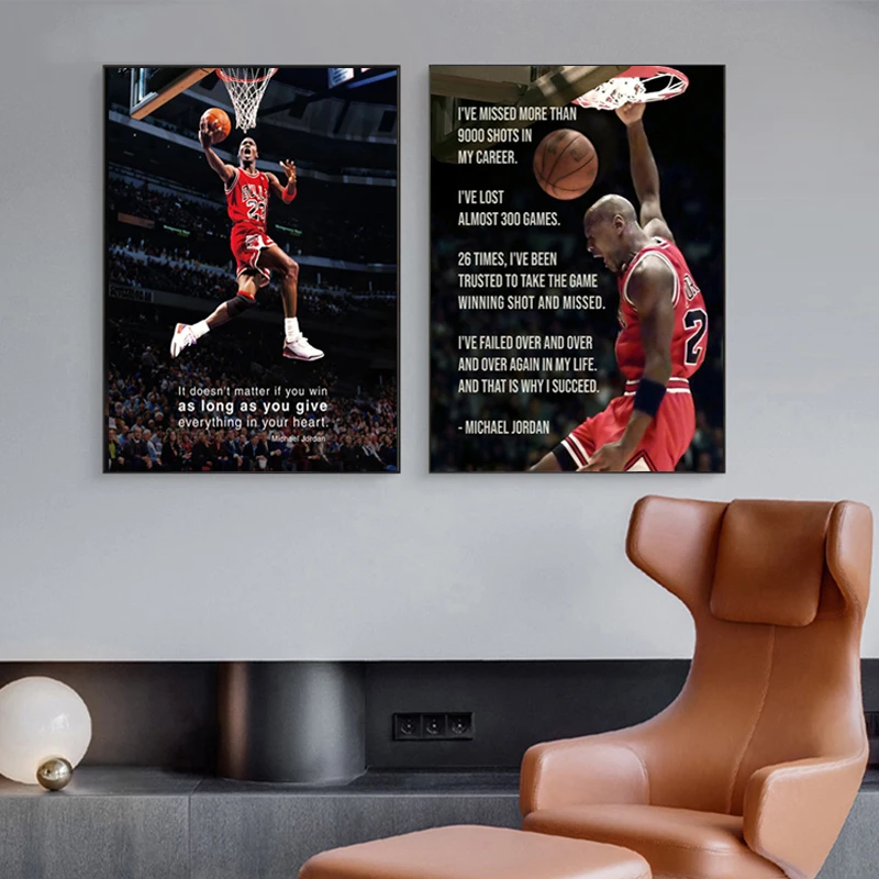 Michael Jordan Sports Poster And Prints Basketball Celebrity Inspirational Canvas Painting Print Home Wall Art Pictures Living R