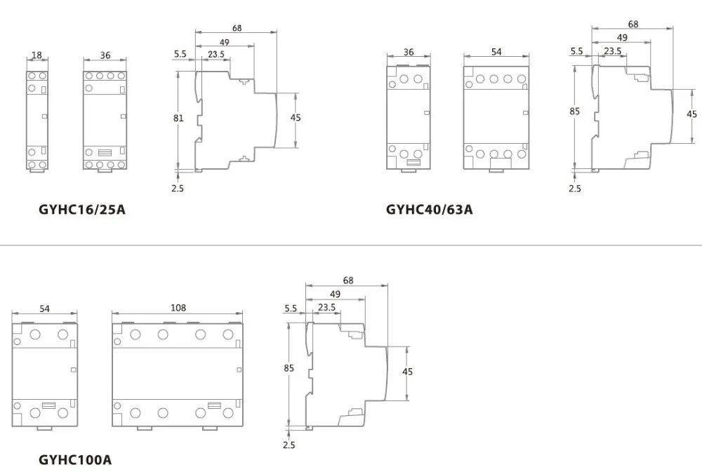 GEYA GYHC 4P 40A 63A 220 V/230 V 50/60HZ Din Rail бытовой AC Контактор В соответствии с стандартом 4NO или 2NC2NO