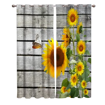 

Sunflower Rustic Chic Curtains For Window Treatment Blinds Drapes Window Curtains For Living Room Bedroom Blinds
