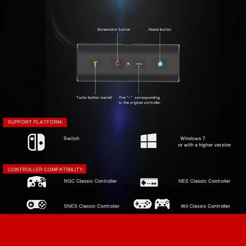 DC 5 в Bluetooth адаптер для NGC WII NES SNES классический переключатель ручка PC NS коробка передачи Рабочая частота 2402-2480 МГц