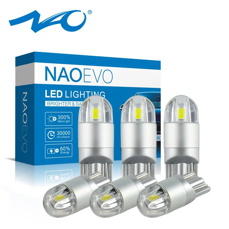NAO 6x T10 W5W 194 3030 светодиодный лампы 12V 5W5 WY5W Автомобильные фары 168 поворот стороны