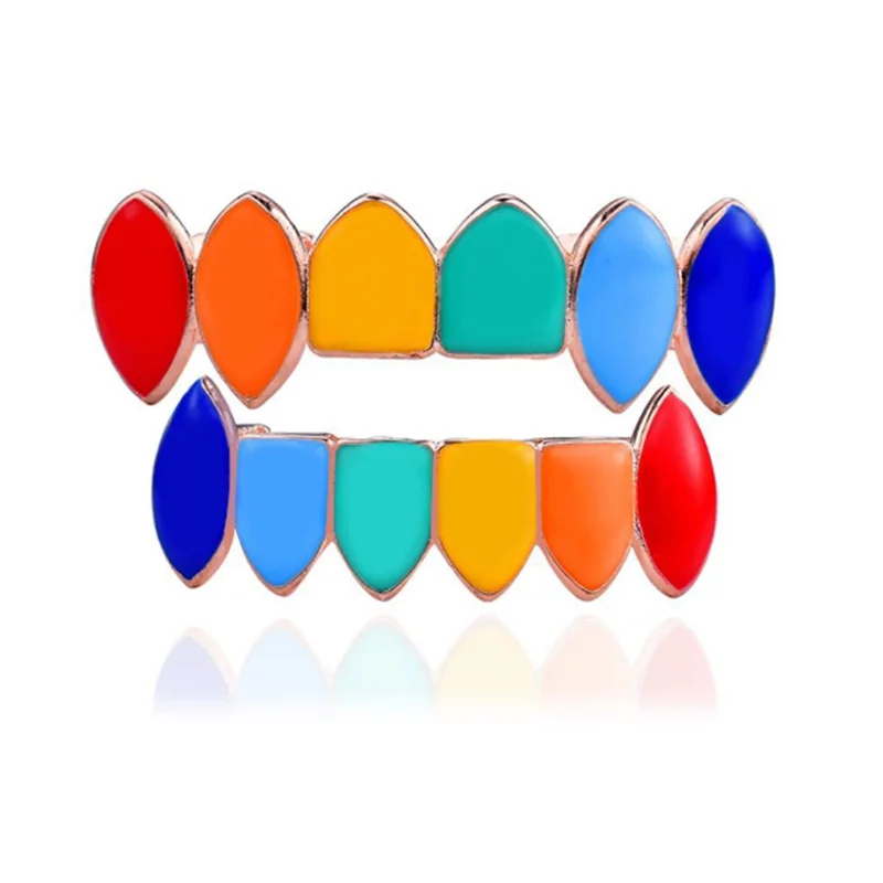 В стиле хип-хоп зубов комплекты ювелирных украшений красочные верхней и нижней