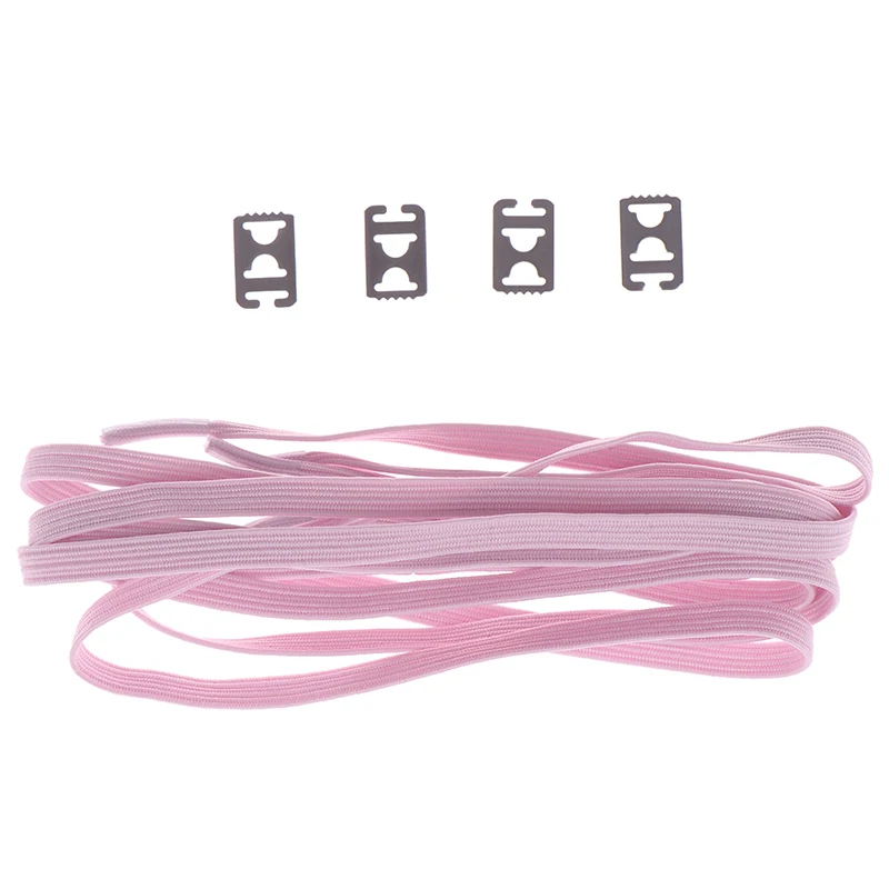 Pink 1 Пара Новых эластичных лент 105 см без галстука ленивые шнурки с пряжкой эластичный резиновый шнурок - Цвет: Pink
